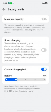 Battery and charging settings - Realme P4 Power review