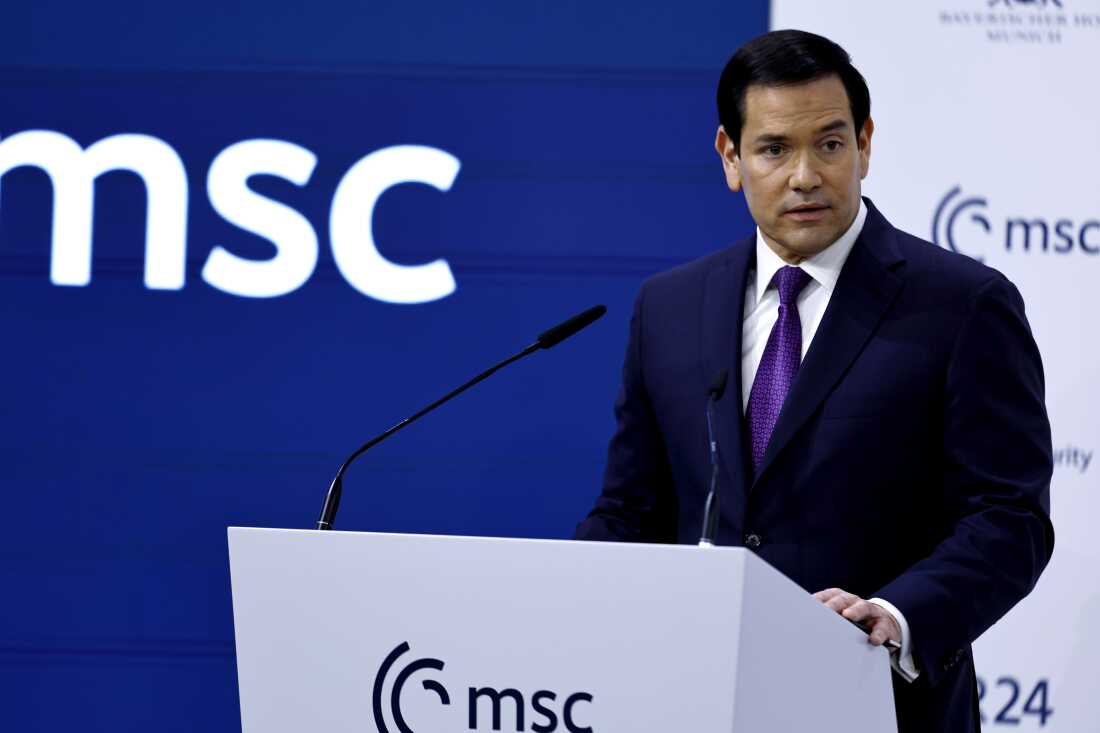 U.S. Secretary of State Marco Rubio delivers a key note speech at the 62nd Munich Security Conference, on Feb. 14 in Munich, Germany.