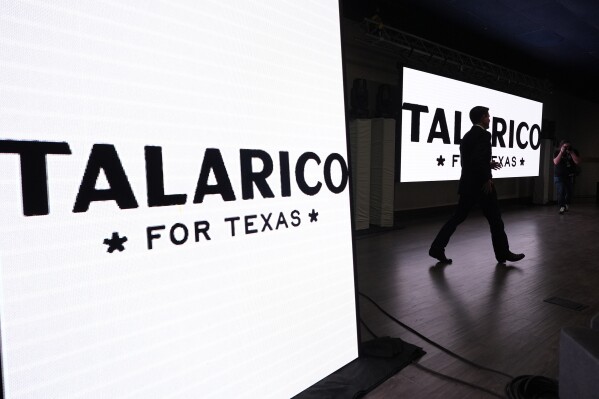 Texas state Rep. James Talarico, D-Austin, a Democratic candidate for the U.S. Senate arrives for a campaign event in Austin, Texas, Tuesday, Feb. 17, 2026. (AP Photo/Eric Gay)
