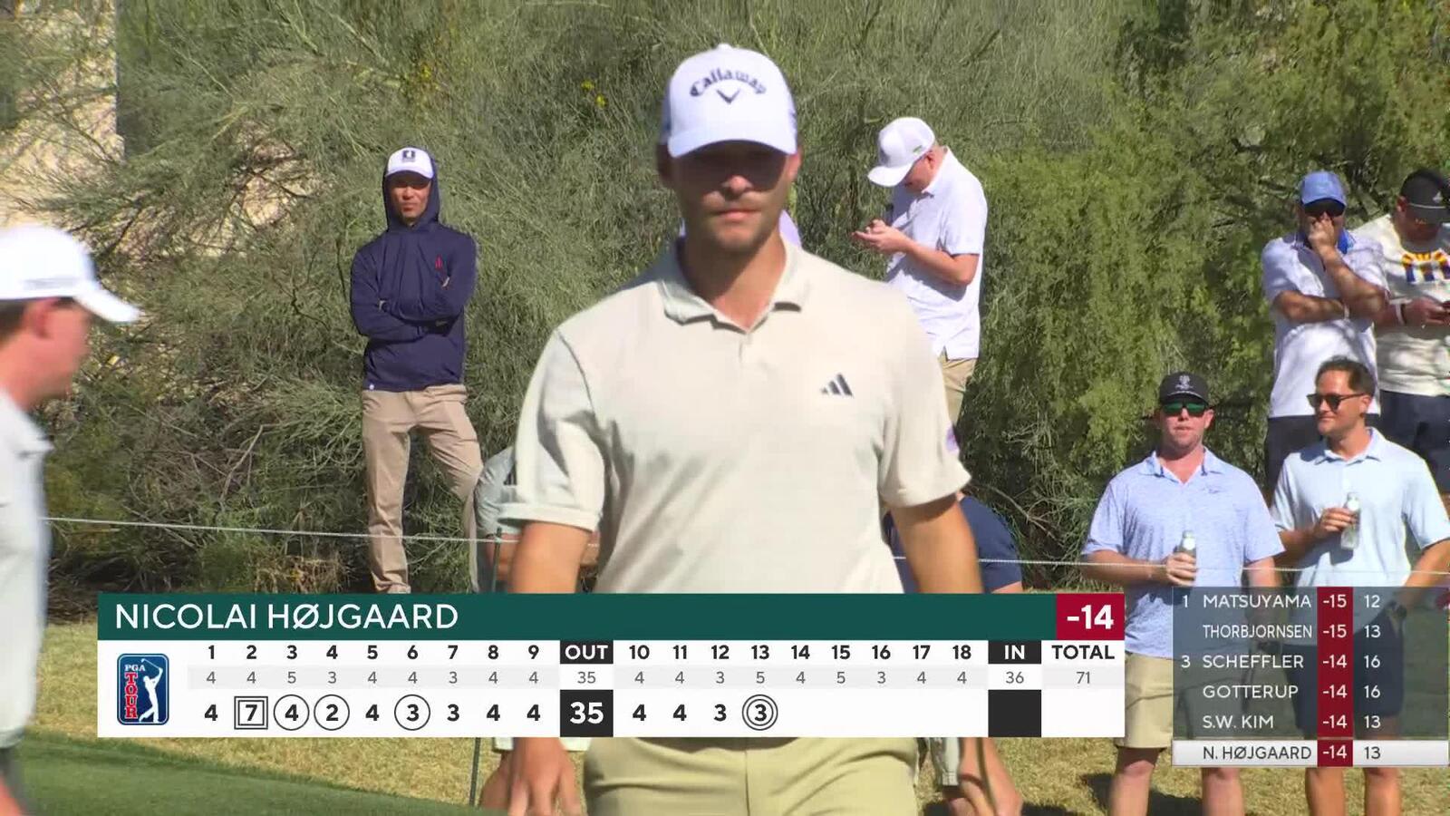 Nicolai Højgaard sinks 19-foot eagle putt on No. 13 at WM Phoenix Open