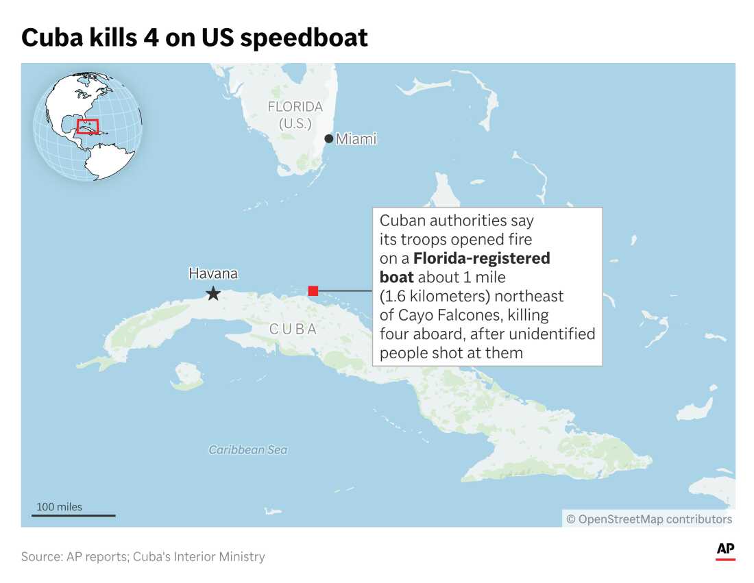 Cuba's military shot at a U.S.-registered boat Wednesday close to its shoreline, authorities said.