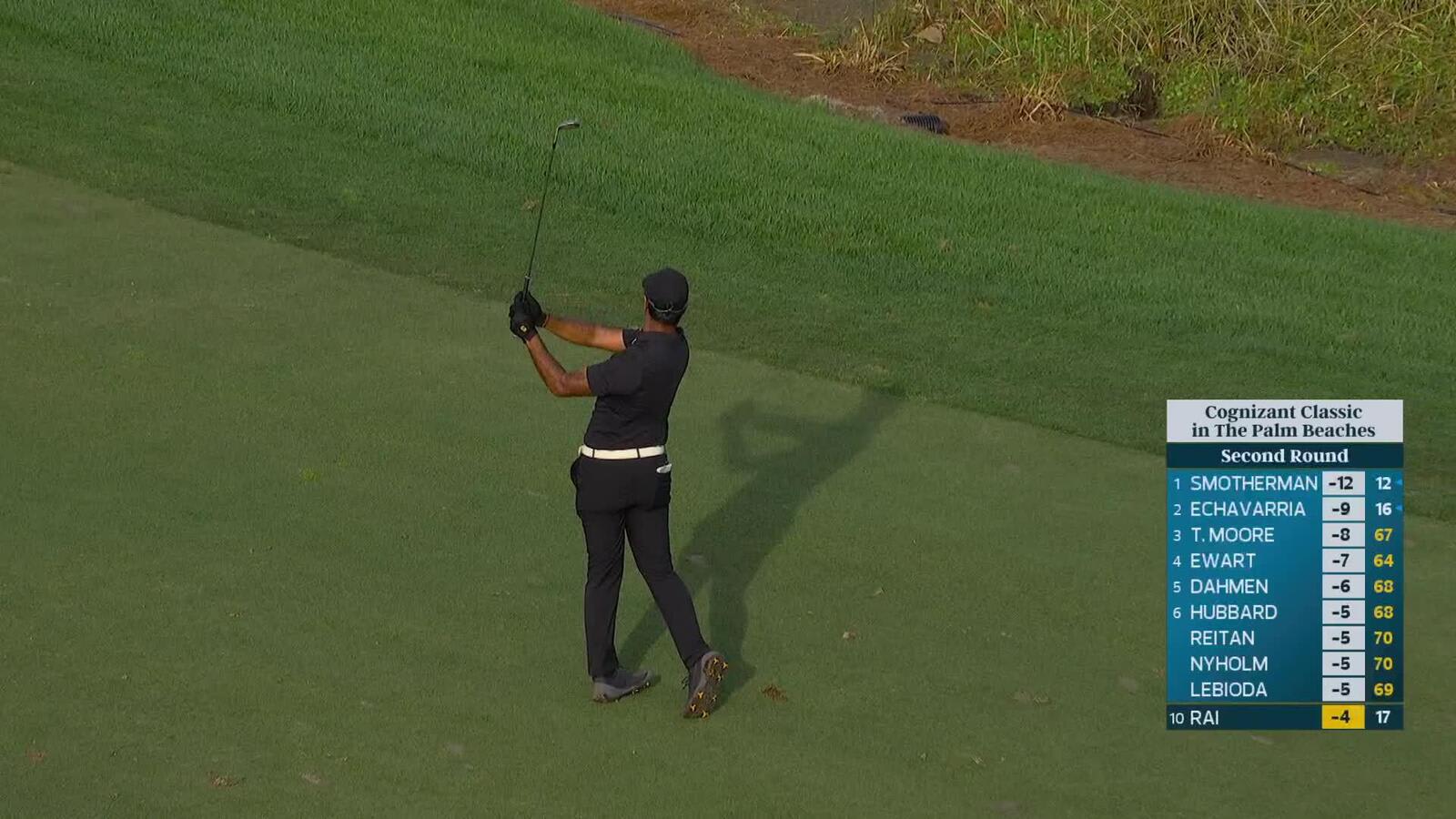 Aaron Rai hits 107-yard approach to 4 feet, sets up birdie on No. 18 at Cognizant Classic