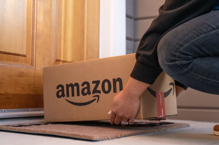 Amazon box with logo.