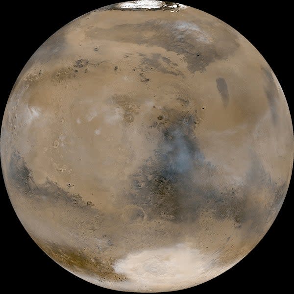 A view of Mars taken by the Mars Orbiter Camera in February 2003.