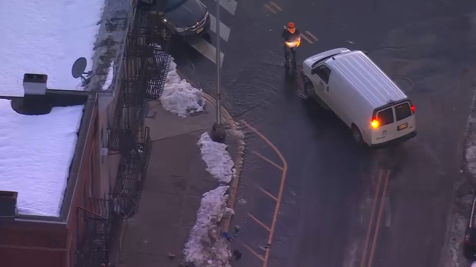Water main break floods street in Passaic, New Jersey