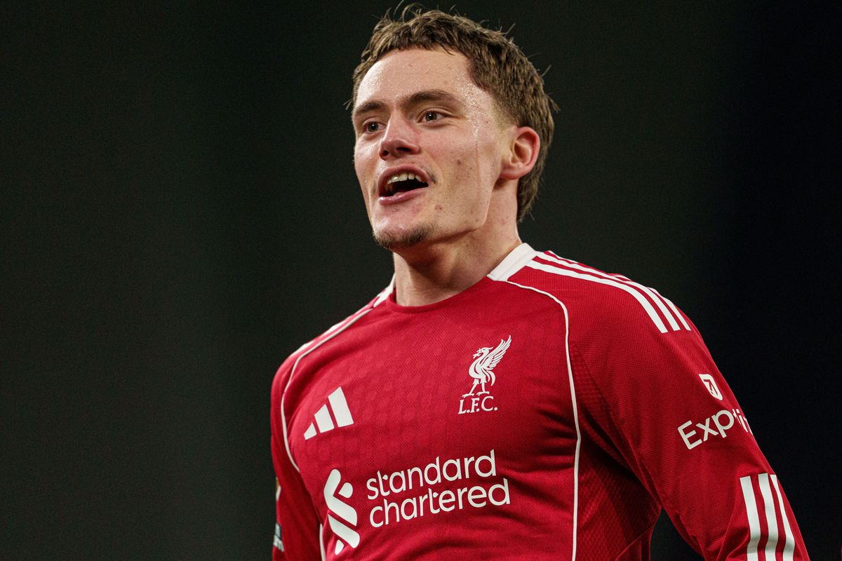 Florian Wirtz celebrates after scoring Liverpool's third goal during the Premier League match between Liverpool and Newcastle United at Anfield in Liverpool, England, on January 31, 2026. (Photo by Steven Halliwell/MI News/NurPhoto via Getty Images)