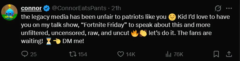 Screenshot from Kid Rock's post/X