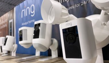 Ring security cameras are displayed on a shelf at a Best Buy store on June 1, 2023 in San Rafael, California.