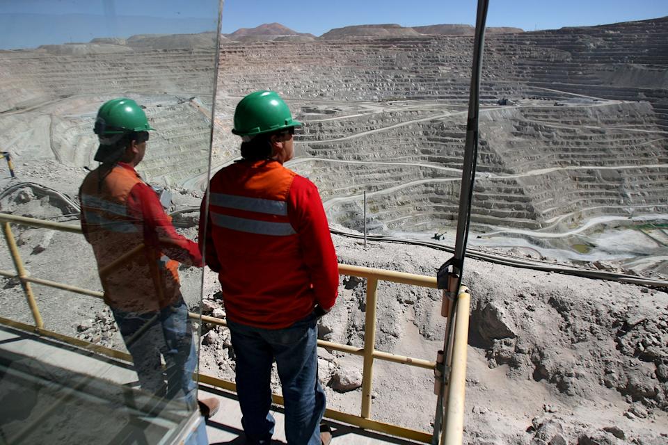 Workers of BHP Billiton's Escondida, the world's biggest copper mine.