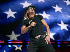 Kid Rock performs on the fourth day of the Republican National Convention at the Fiserv Forum on July 18, 2024 in Milwaukee, Wisconsin.