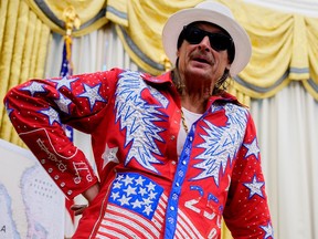 Kid Rock speaks during an executive order signing event in the Oval Office of the White House on March 31, 2025 in Washington, D.C.