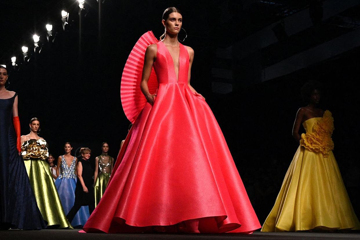 Cristina Pérez Galcenco walks for Spanish designer Isabel Sanchis in September 2021 GABRIEL BOUYS/AFP via Getty