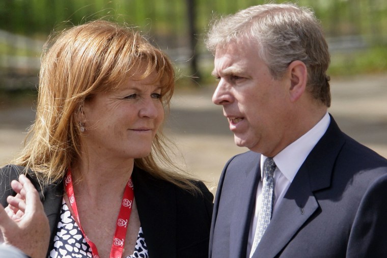 Sarah Ferguson, The Duchess of York, talks with ex-husband, Prince Andrew, in 2010.