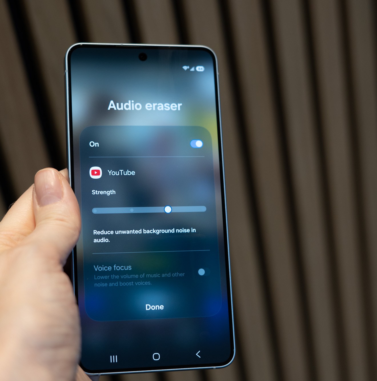 Samsung Galaxy S26 showing audio eraser feature