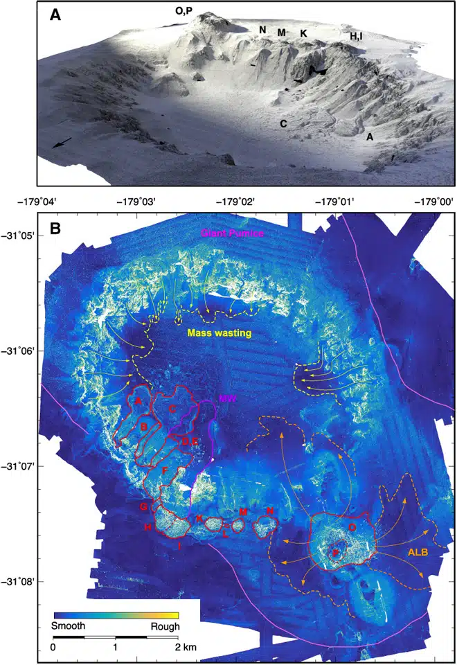 2d Map And 3d Visualization Of Havre Volcano.