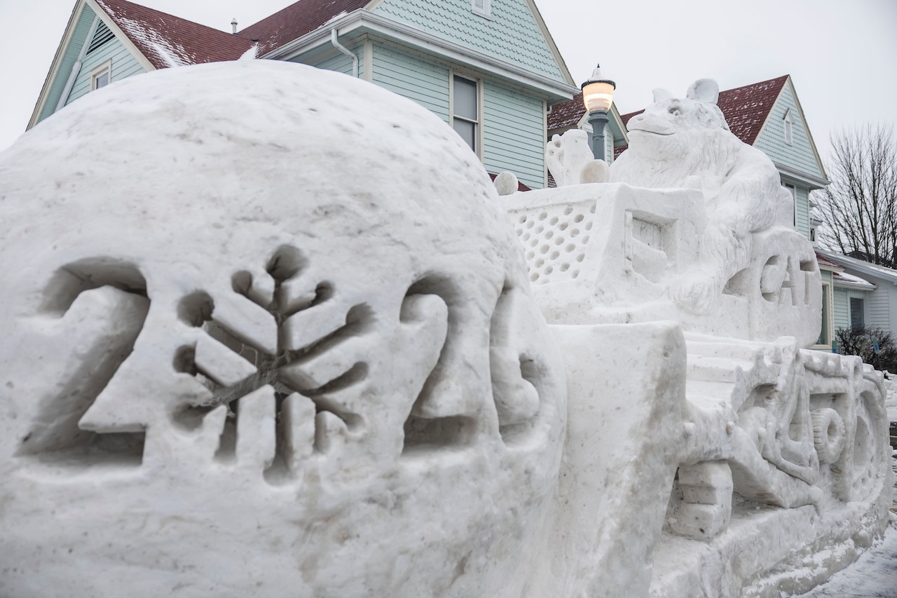 Final snow sculptures are on display at Zehnder's Snowfest 2026