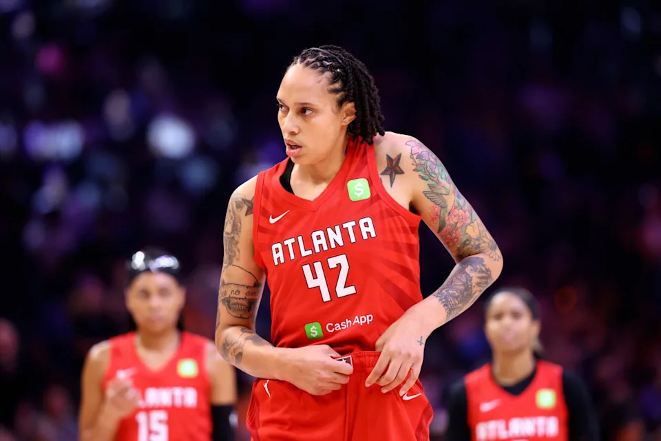Atlanta Dream center Brittney Griner (42).© Mark J. Rebilas-Imagn Images