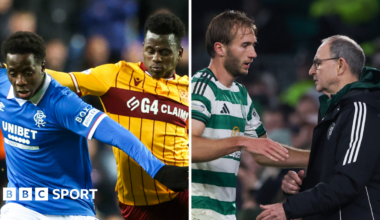 Rangers' Djeidi Gassama, Motherwell's Ibrahim Said and Celtic's Benjamin Nygren and Martin O'Neill