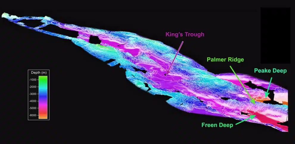 3d Map Of The Underwater Landscape Off The Coast Of Portugal, Showing The King's Trough And Surrounding Features
