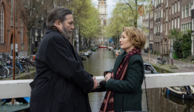 (L to R) Ciarán Hinds as Gerry and Lesley Manville as Stella in director Polly Findlay's Midwinter Break
