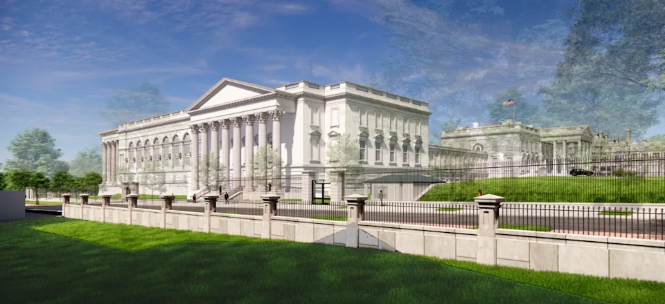 President Donald Trump released a new rendering of the East Wing on Truth Social Feb. 3, 2026.
