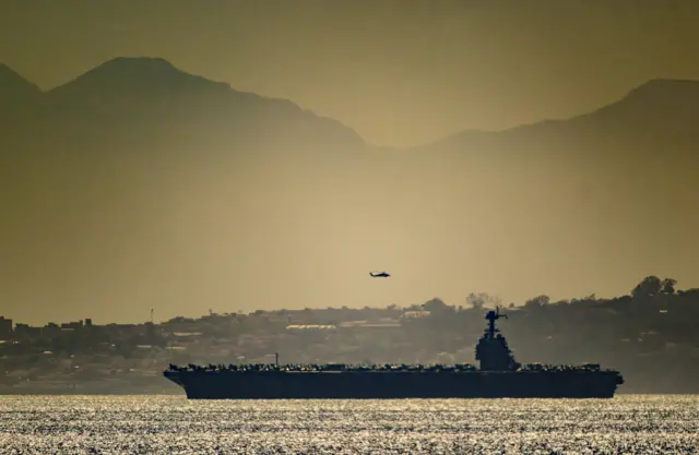 USS Gerard R Ford transiting the Strait of Gibraltar