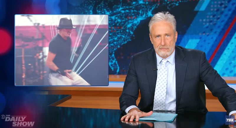 The Daily Show, Jon Stewart on Kid Rock's performance.