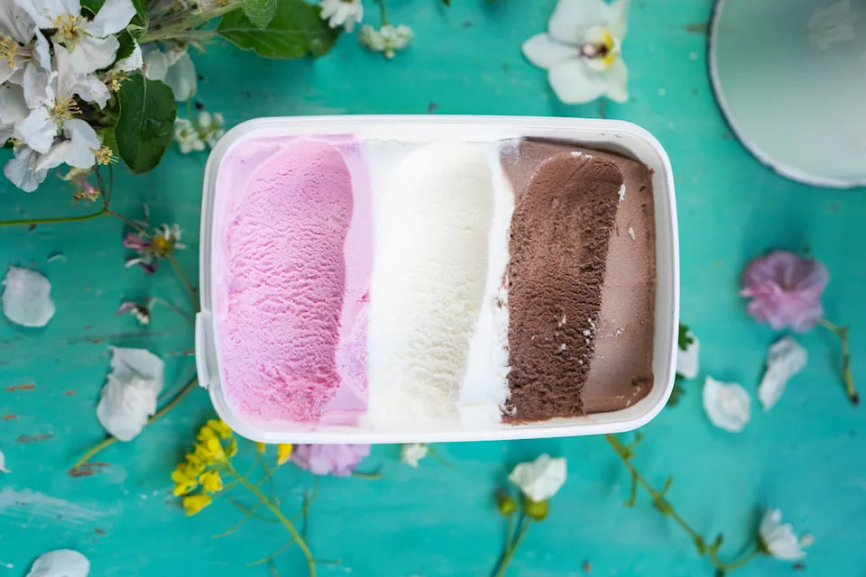 Colourful ice cream container