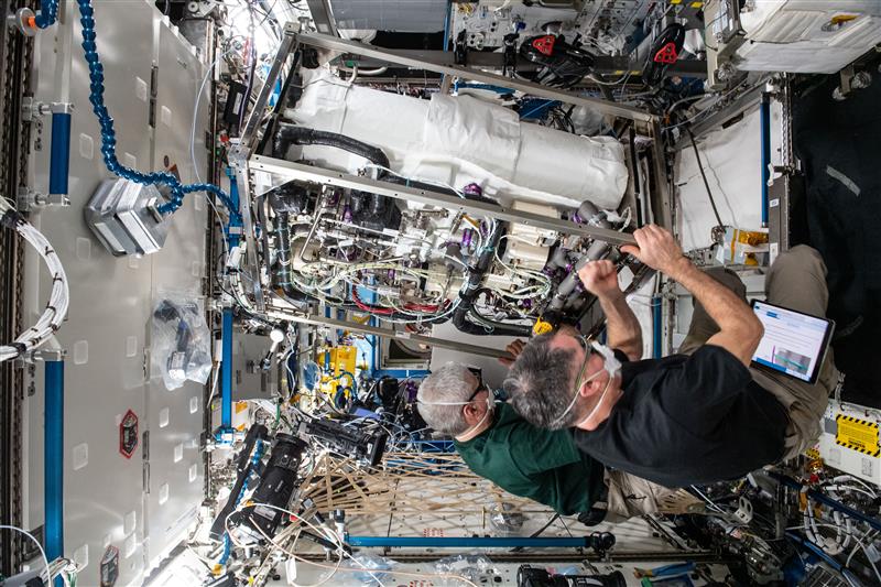 The Environmental Control and Life Support Systems (ECLSS) aboard the ISS. Credit: NASA