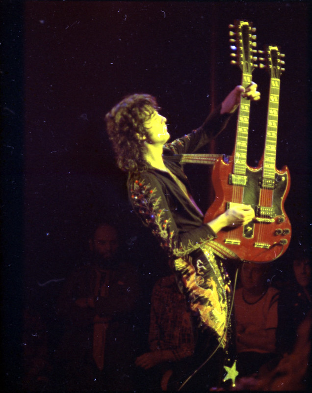 Led Zeppelin performing at Madison Square Garden in New York on July 28, 1973