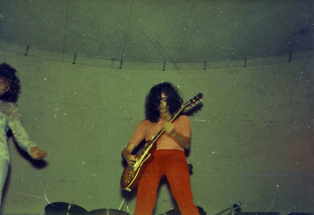 Led Zeppelin performing in Central Park in New York on July 21, 1969