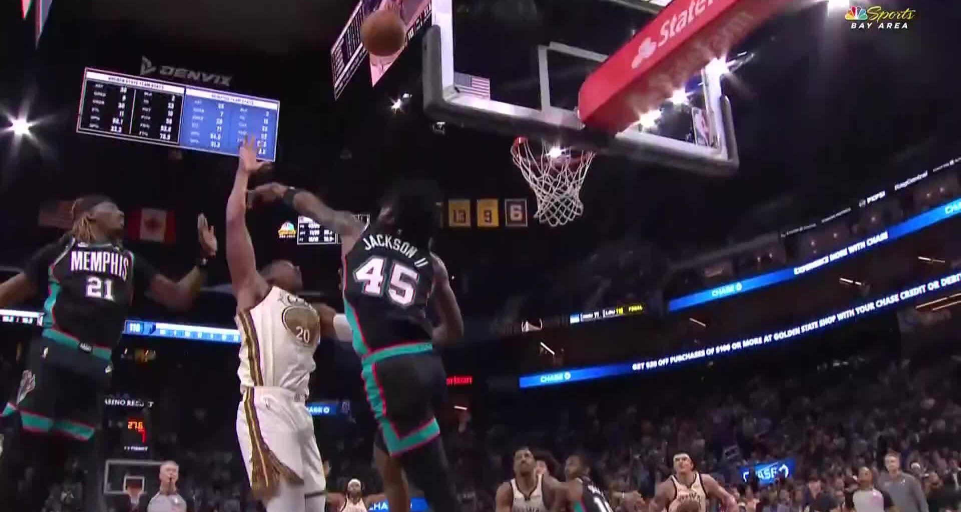 Gui Santos makes go-ahead layup late, scores 16 as Warriors rally to beat Grizzlies 114-113