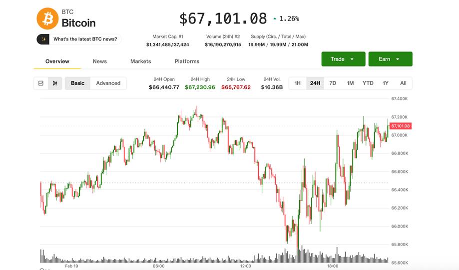 BTC steadies at $67,000 as traders pay for crash protection
