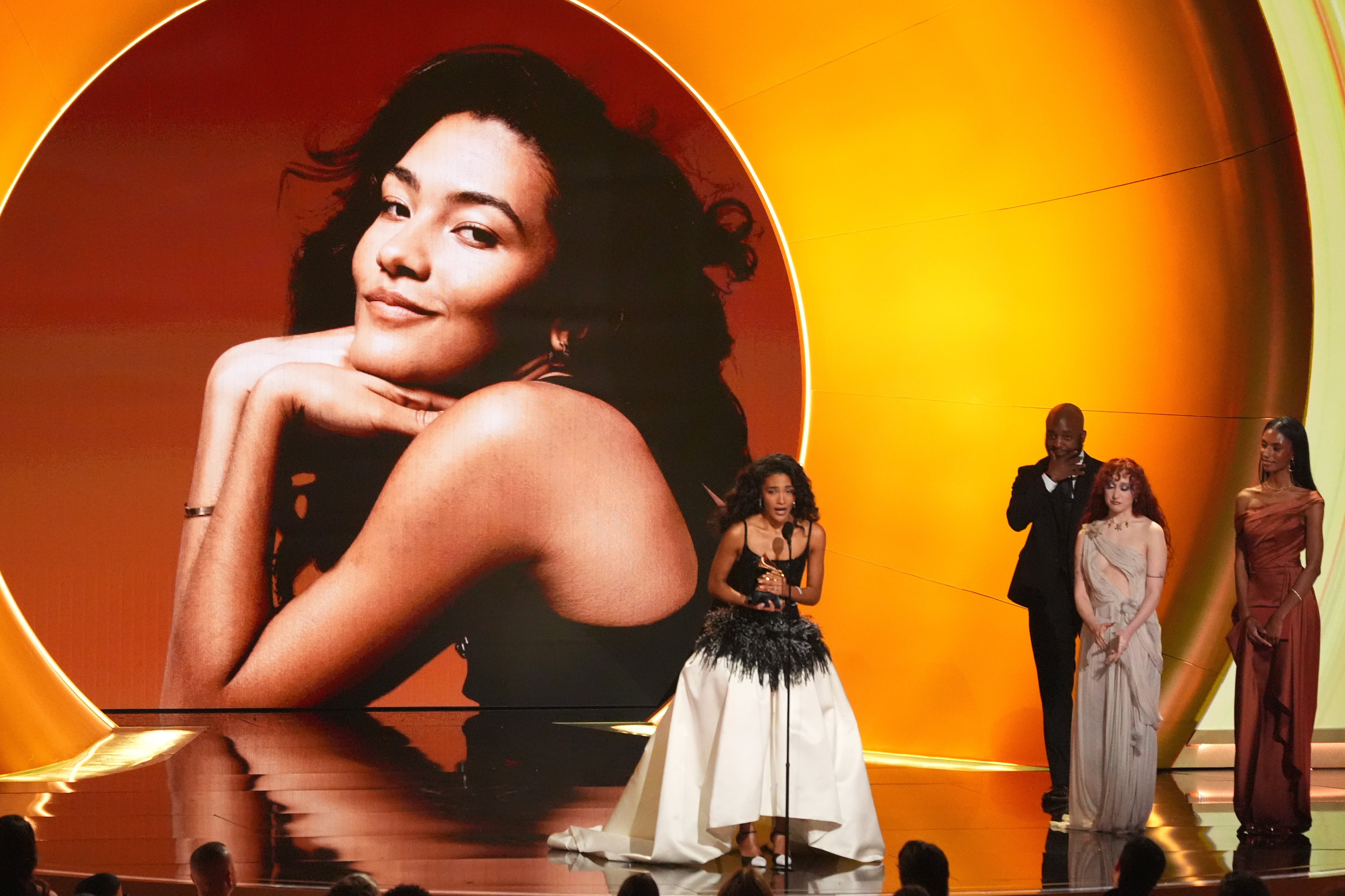 Best of British: UK star Olivia Dean accepting the Grammy for Best New Artist