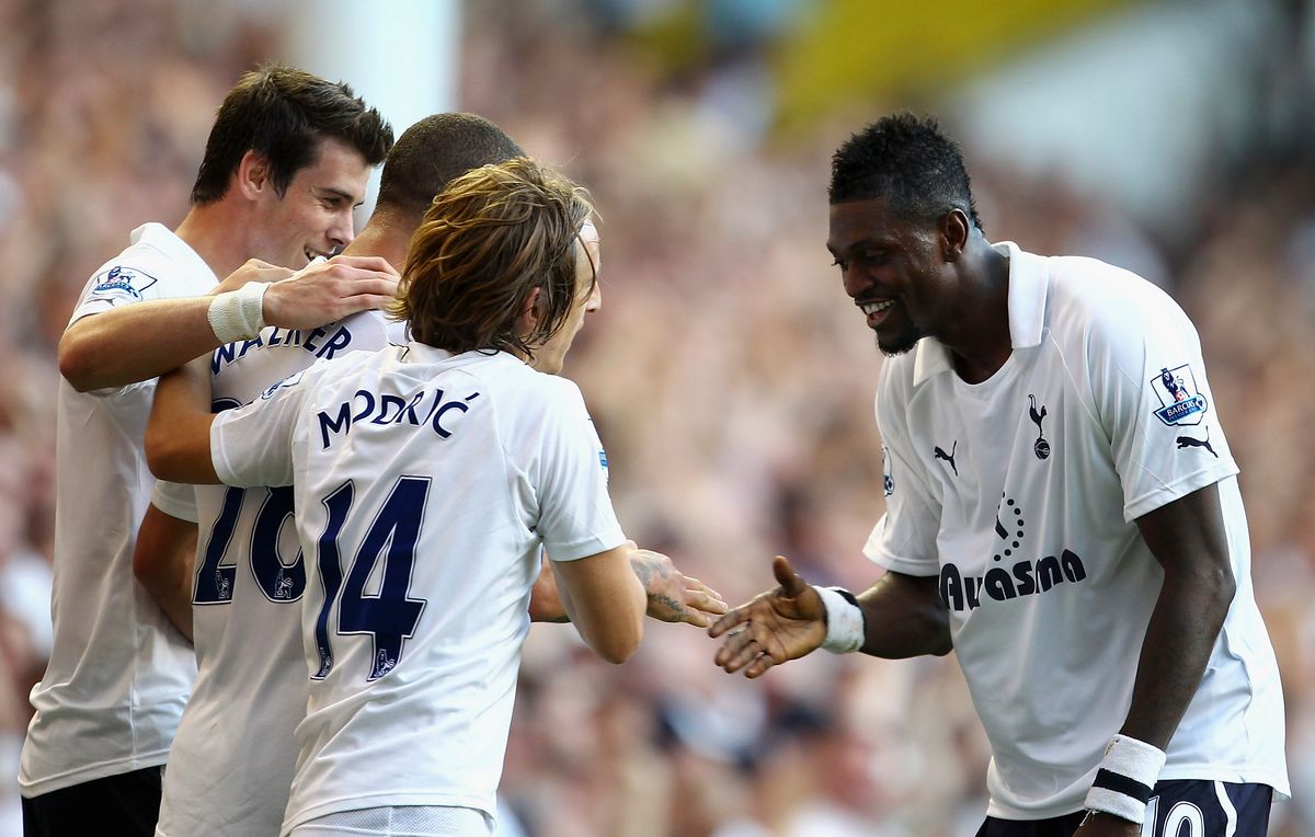 Emmanuel Adebayor celebrates