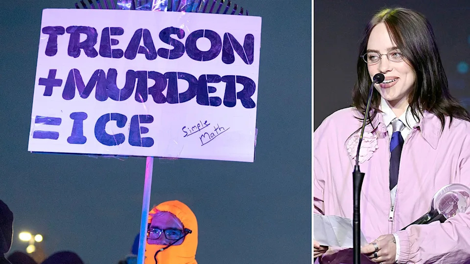 An ICE protester and singer Billie Eilish