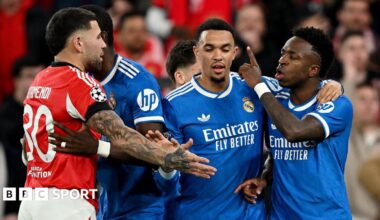 Champions League LIVE: Real Madrid beat Benfica in match halted for alleged racist abuse