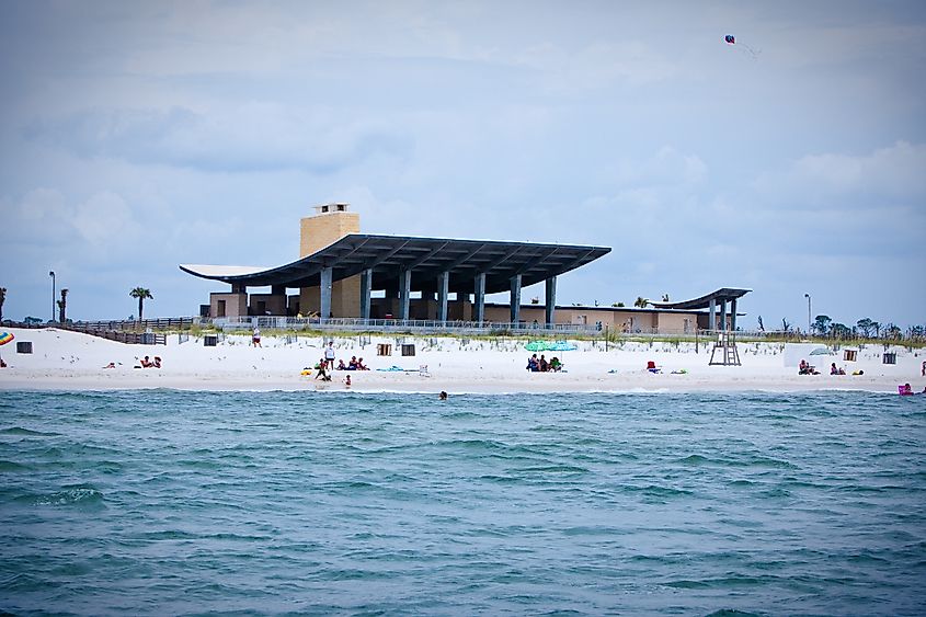 View of the Gulf State Park Pavilion from the water. Image credit: Outdoor Alabama via Flickr.com.