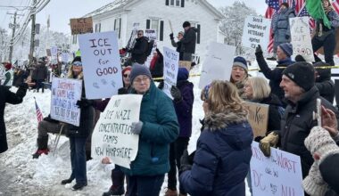 Protesters gather in Merrimack for 'Ice Out' protest