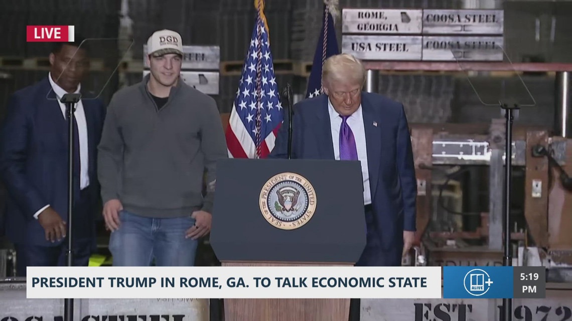 President Trump introduces Gunner Stockton at Rome event before UGA quarterback takes stage for brief message