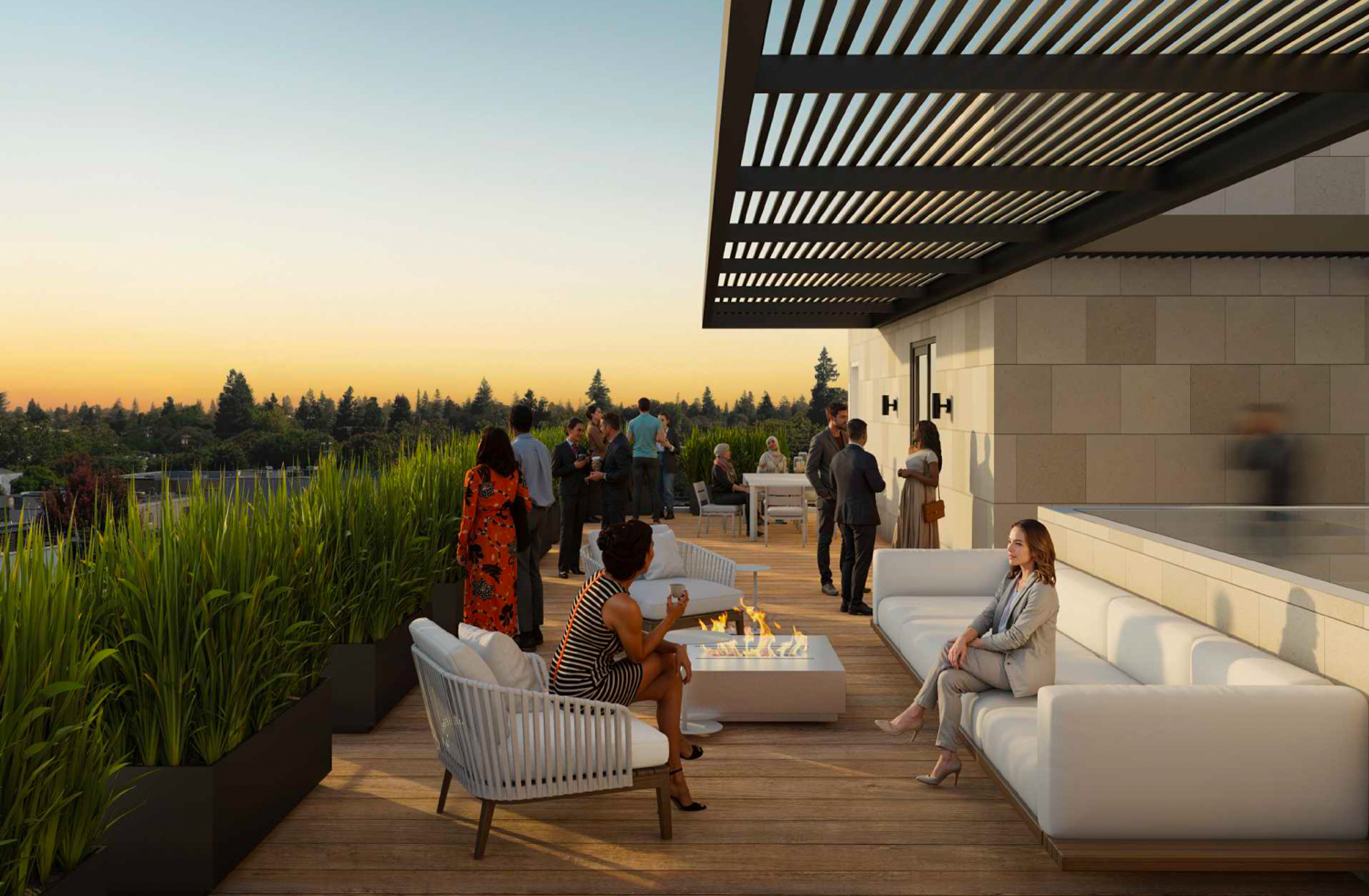 800 Oak Grove commercial rooftop deck, illustration via Prince Street Partners