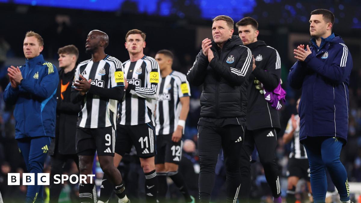 Newcastle players applaud after their Carabao Cup exit