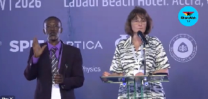 Michele Dougherty (behind mic) is President of the Institute of Physics in UK