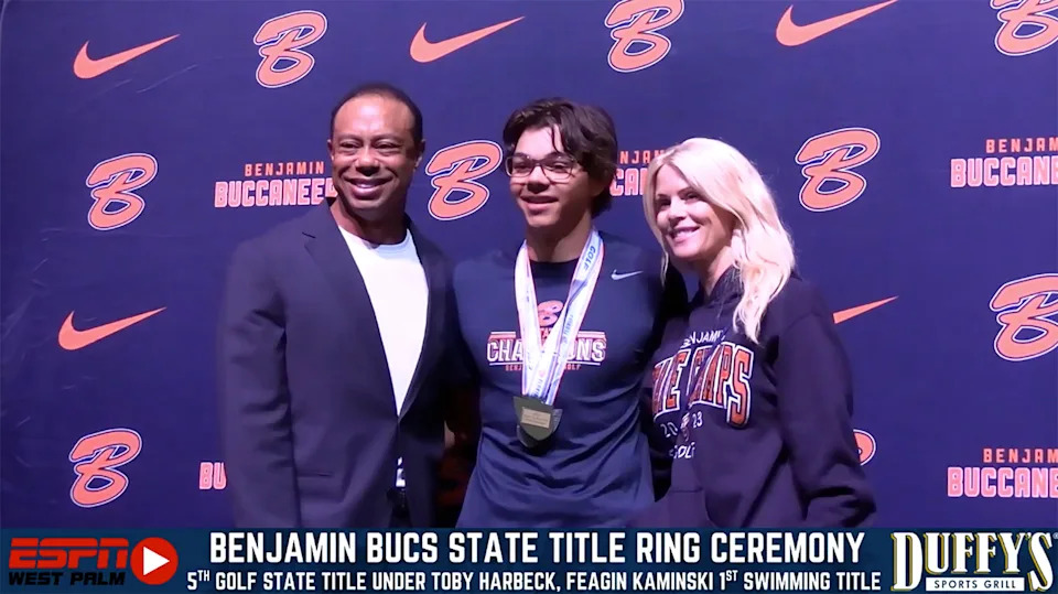 The exes posed for photos with the teen. ESPN West Palm/YouTube