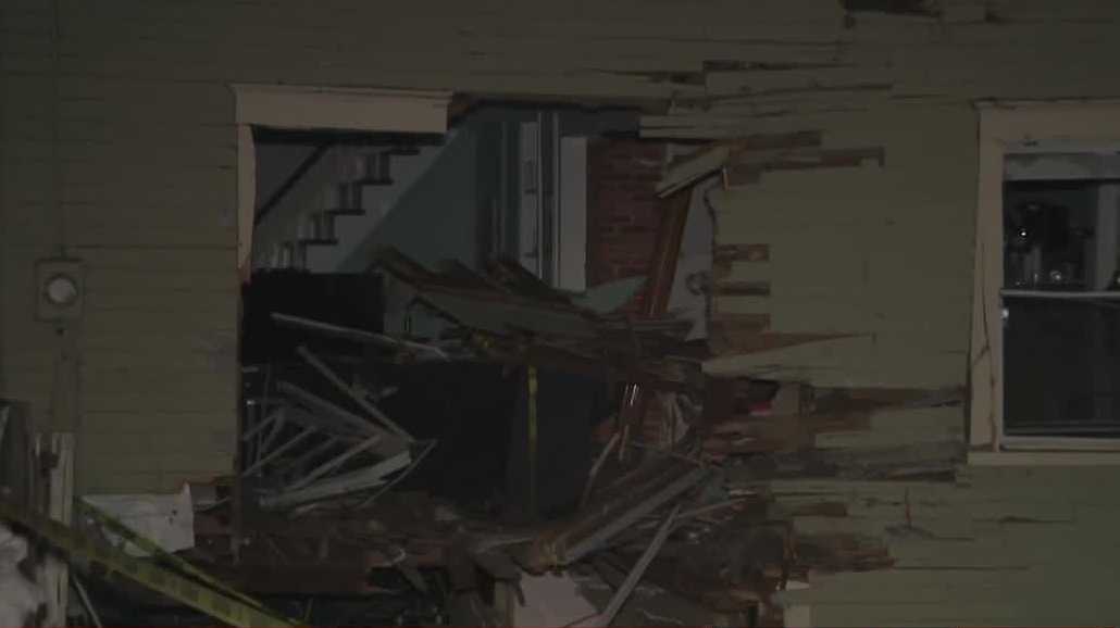 1 killed after car goes off road, hits home