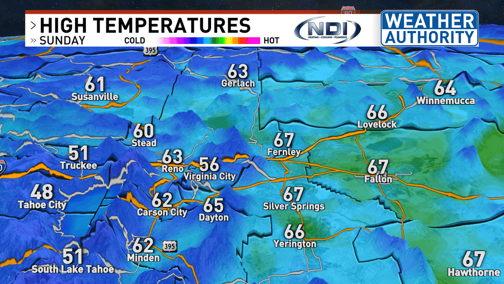 Sunday's Regional High Temperatures