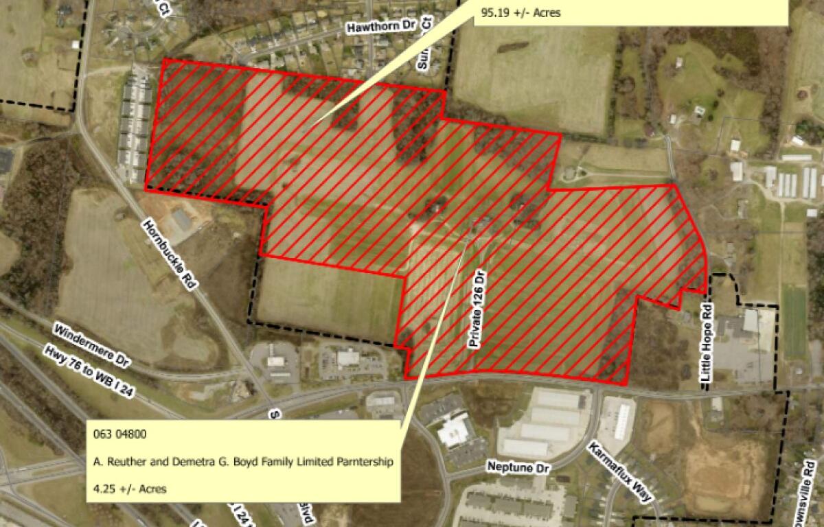More than 99 acres that sits east of Exit 11 requested for annexation. (Regional Planning Commission contributed)