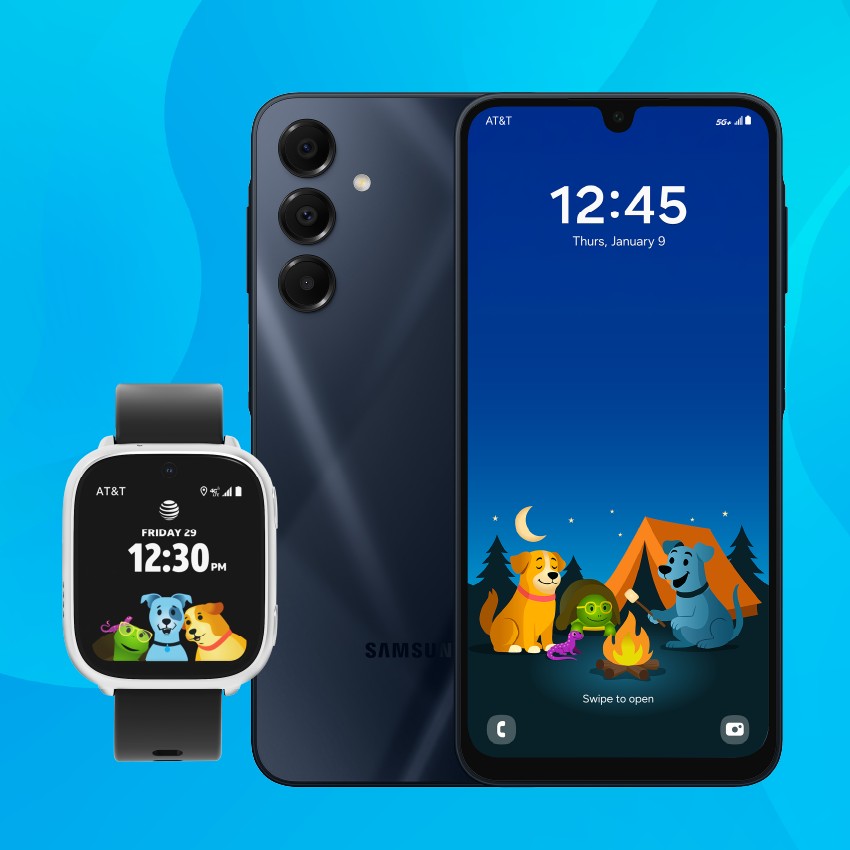 ATT amigo jr phone and watch side by side