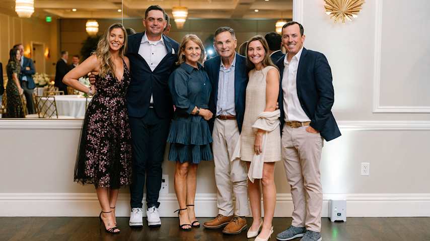 From left to right: Jill and Keegan Bradley on hand for ALS Bridge Foundation launch with Sandy and Peter Broome, as well as Broome’s daughter Valerie Curran and former PGA TOUR member Jon Curran. (ALS Bridge Foundation)
