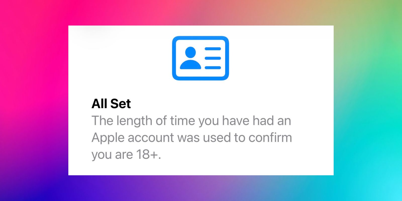Apple age verification in iOS 26-4 beta 2 took less than 30 seconds | Screengrab shown on a colorful background
